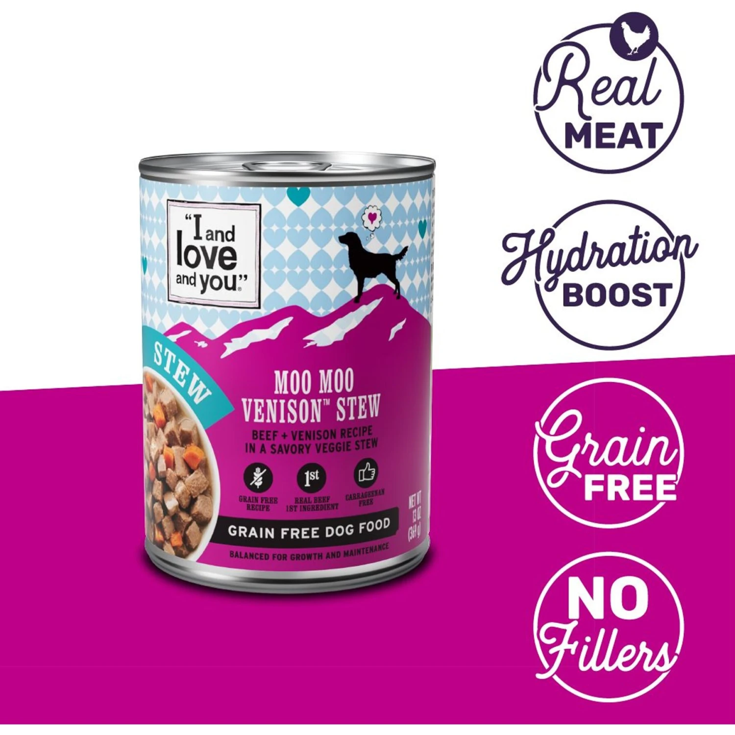I And Love And You Moo Moo Venison Stew Grain-Free Canned Dog Food 4 I And Love And You Moo Moo Venison Stew Grain-Free Canned Dog Food - Image 2