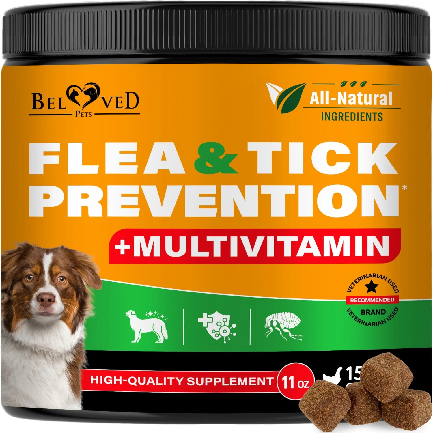 Beloved Pets Flea & Tick Prevention + Complex Multivitamin Chicken Flavored Soft Chew Flea & Tick Prevention Supplement For Dogs, 10-oz Jar 3 Beloved Pets Flea & Tick Prevention + Complex Multivitamin Chicken Flavored Soft Chew Flea & Tick Prevention Supplement For Dogs, 10-oz Jar