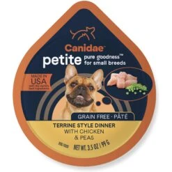 CANIDAE PURE Petite All Stages Small Breed Terrine Style Dinner With Chicken & Peas Wet Dog Food Trays, 3.5-oz, Case Of 12