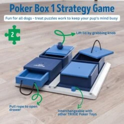 TRIXIE Activity Poker Box Activity Strategy Game Dog Toy, Level 2 -Snuggle Paws 118931 PT3. AC SS1800 V1686329110