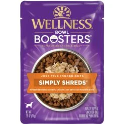 Wellness Bowl Boosters Simply Shreds Chicken Liver & Broccoli Natural Grain-Free Wet Dog Food Mixer Or Topper, 2.8-oz Pouch, Case Of 12 -Snuggle Paws 120805 PT2. AC SS1800 V1673025978
