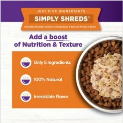 Wellness Bowl Boosters Simply Shreds Chicken Liver & Broccoli Natural Grain-Free Wet Dog Food Mixer Or Topper, 2.8-oz Pouch, Case Of 12 -Snuggle Paws 120805 PT5. AC SS1800 V1673035378