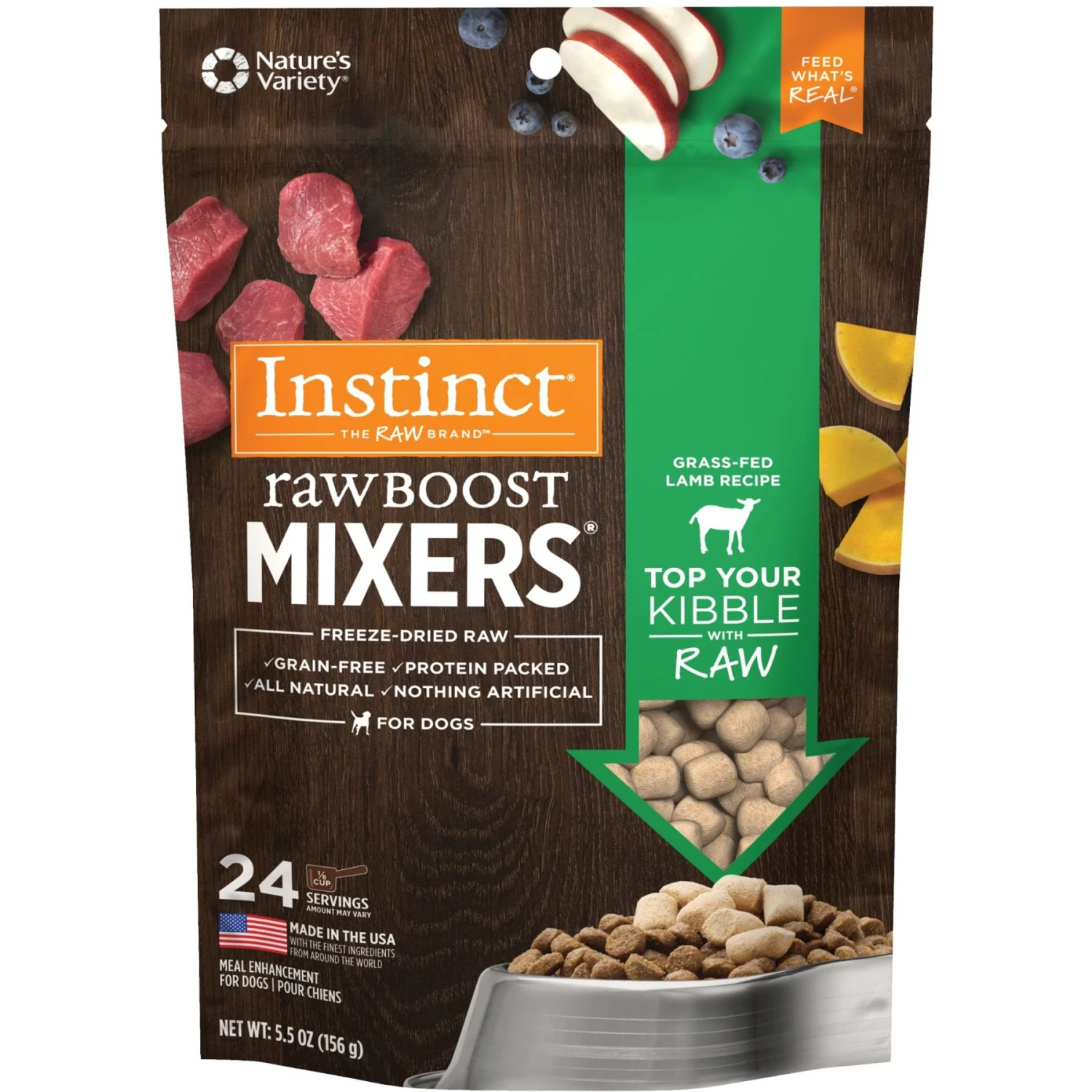 Instinct Raw Boost Mixers Lamb Recipe Grain-Free Freeze-Dried Dog Food Topper 3 Instinct Raw Boost Mixers Lamb Recipe Grain-Free Freeze-Dried Dog Food Topper