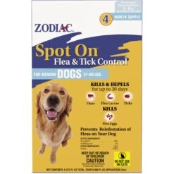Zodiac Flea & Tick Spot Treatment For Dogs, 31-60 Lbs