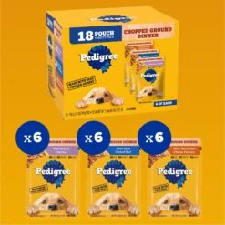 Pedigree Chopped Ground Dinner Variety Pack With Chicken, Beef & Bacon Adult Wet Dog Food -Snuggle Paws 123266 PT3. AC SS1800 V1567793927