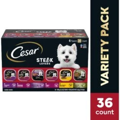 Cesar Steak Lovers Variety Pack Small Breed Adult Wet Dog Food Trays -Snuggle Paws 128539 PT2. AC SS1800 V1695650783
