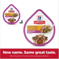 Hill's Science Diet Adult Small Mini Savory Stew Chicken & Vegetable Wet Dog Food Trays -Snuggle Paws 133606 PT1. AC SS1800 V1692734462