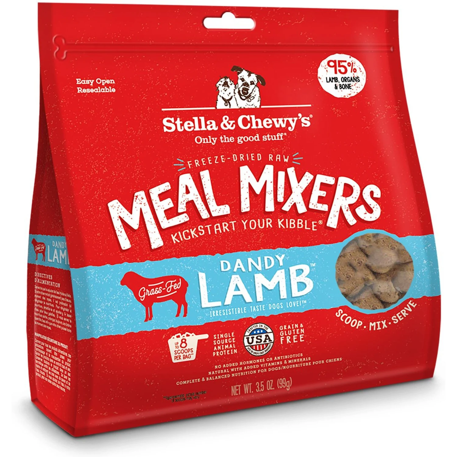 Stella & Chewy's Dandy Lamb Meal Mixers Freeze-Dried Raw Dog Food Topper 3 Stella & Chewy's Dandy Lamb Meal Mixers Freeze-Dried Raw Dog Food Topper