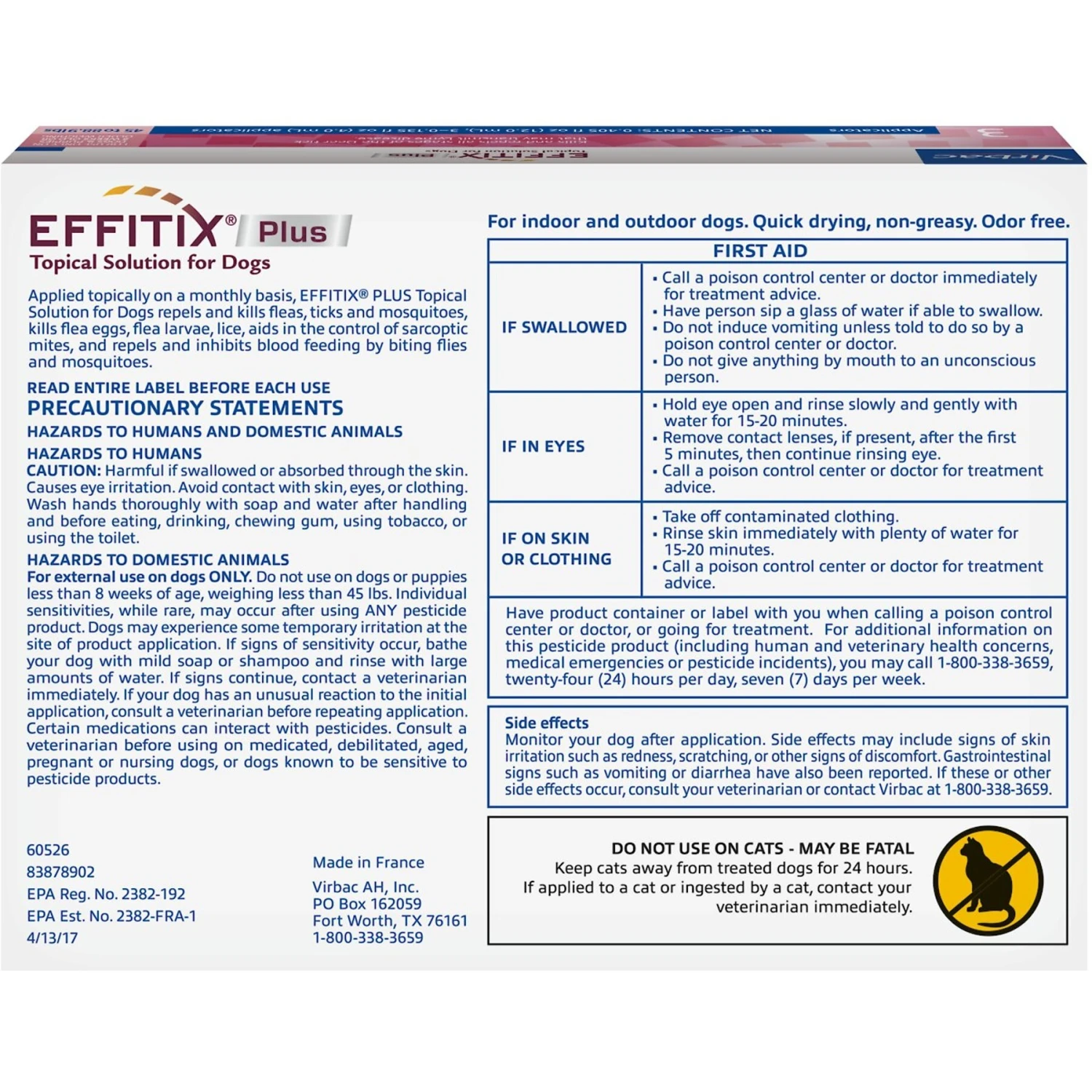 Virbac EFFITIX Flea & Tick Spot Treatment For Dogs, 45-88.9 Lbs 4 Virbac EFFITIX Flea & Tick Spot Treatment For Dogs, 45-88.9 Lbs - Image 2