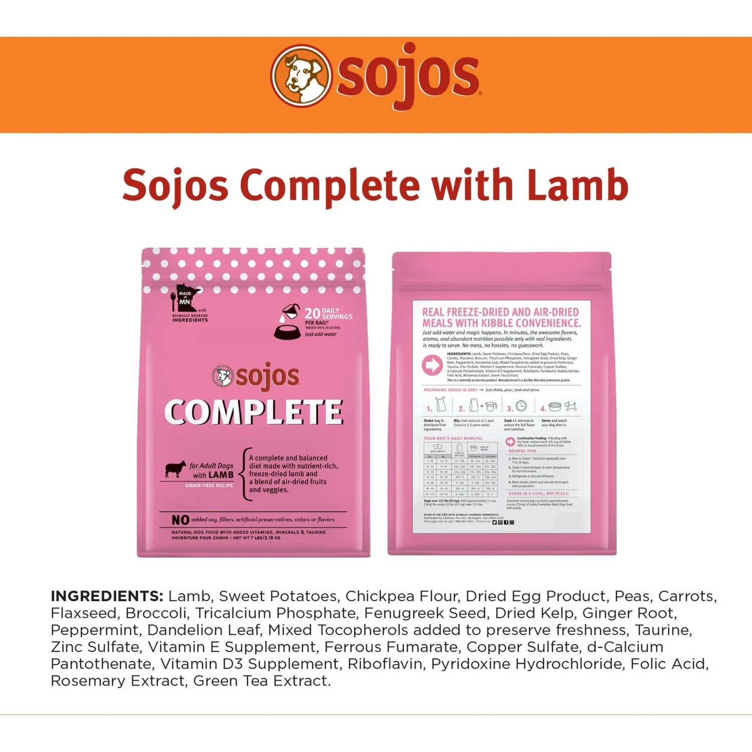 Sojos Complete Lamb Recipe Adult Grain-Free Freeze-Dried Dehydrated Dog Food 9 Sojos Complete Lamb Recipe Adult Grain-Free Freeze-Dried Dehydrated Dog Food - Image 7