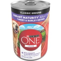 Purina ONE +Plus Adult Classic Ground Vibrant Maturity Adult 7+ Turkey & Barley Entree Canned Dog Food