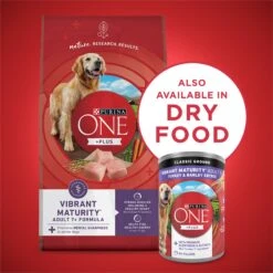 Purina ONE +Plus Adult Classic Ground Vibrant Maturity Adult 7+ Turkey & Barley Entree Canned Dog Food -Snuggle Paws 139323 PT6. AC SS1800 V1668810234