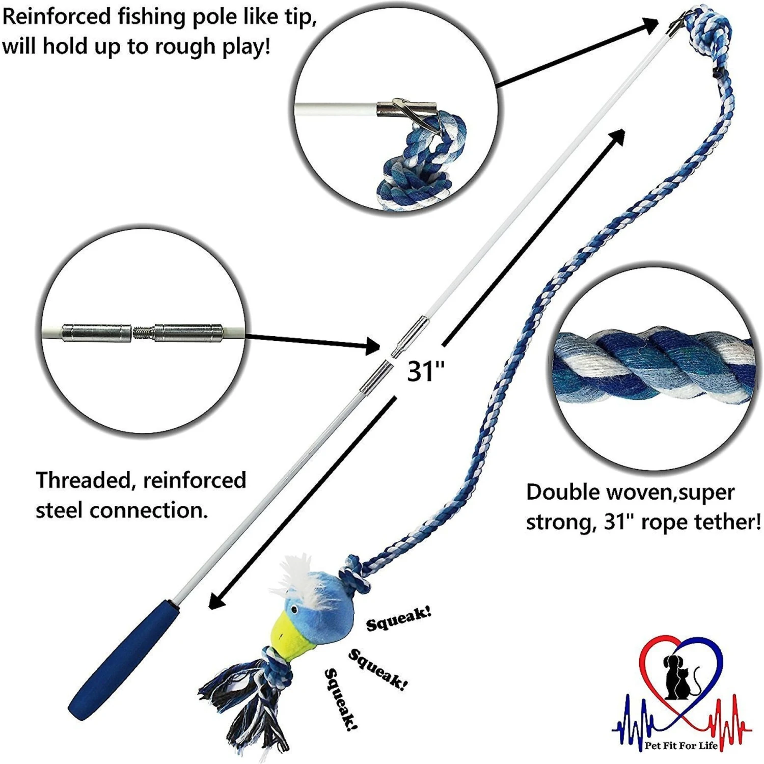 Pet Fit For Life Plush Wand Squeaky Dog Toy 4 Pet Fit For Life Plush Wand Squeaky Dog Toy - Image 2