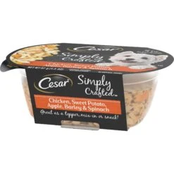Cesar Simply Crafted Chicken, Sweet Potato, Apple, Barley & Spinach Limited-Ingredient Adult Wet Dog Food Topper -Snuggle Paws 141030 PT2. AC SS1800 V1695648764