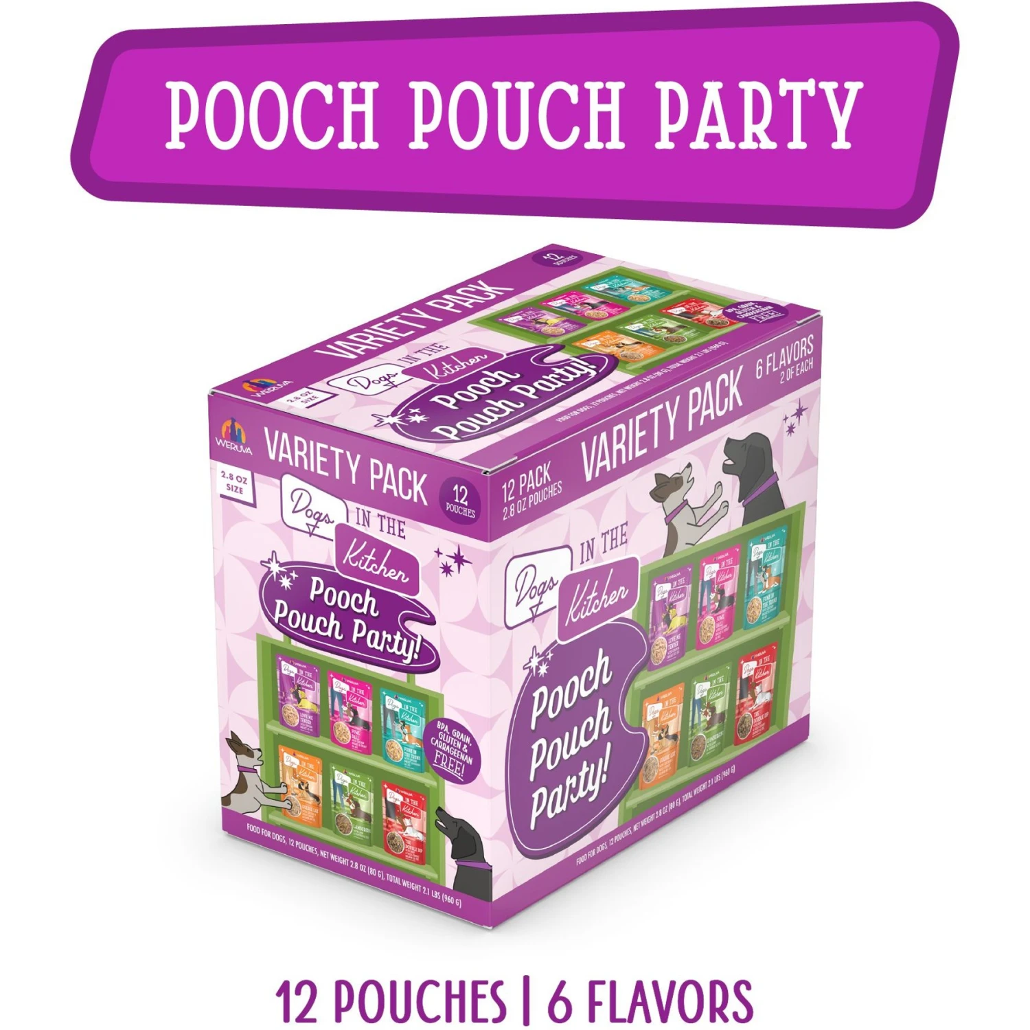 Weruva Dogs In The Kitchen Pooch Pouch Party! Variety Pack Grain-Free Dog Food Pouches 4 Weruva Dogs In The Kitchen Pooch Pouch Party! Variety Pack Grain-Free Dog Food Pouches - Image 2
