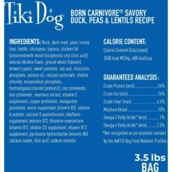 Tiki Dog Born Carnivore Savory Duck, Peas & Lentils, Baked Dry Dog Food -Snuggle Paws 145222 PT3. AC SS1800 V1701796310