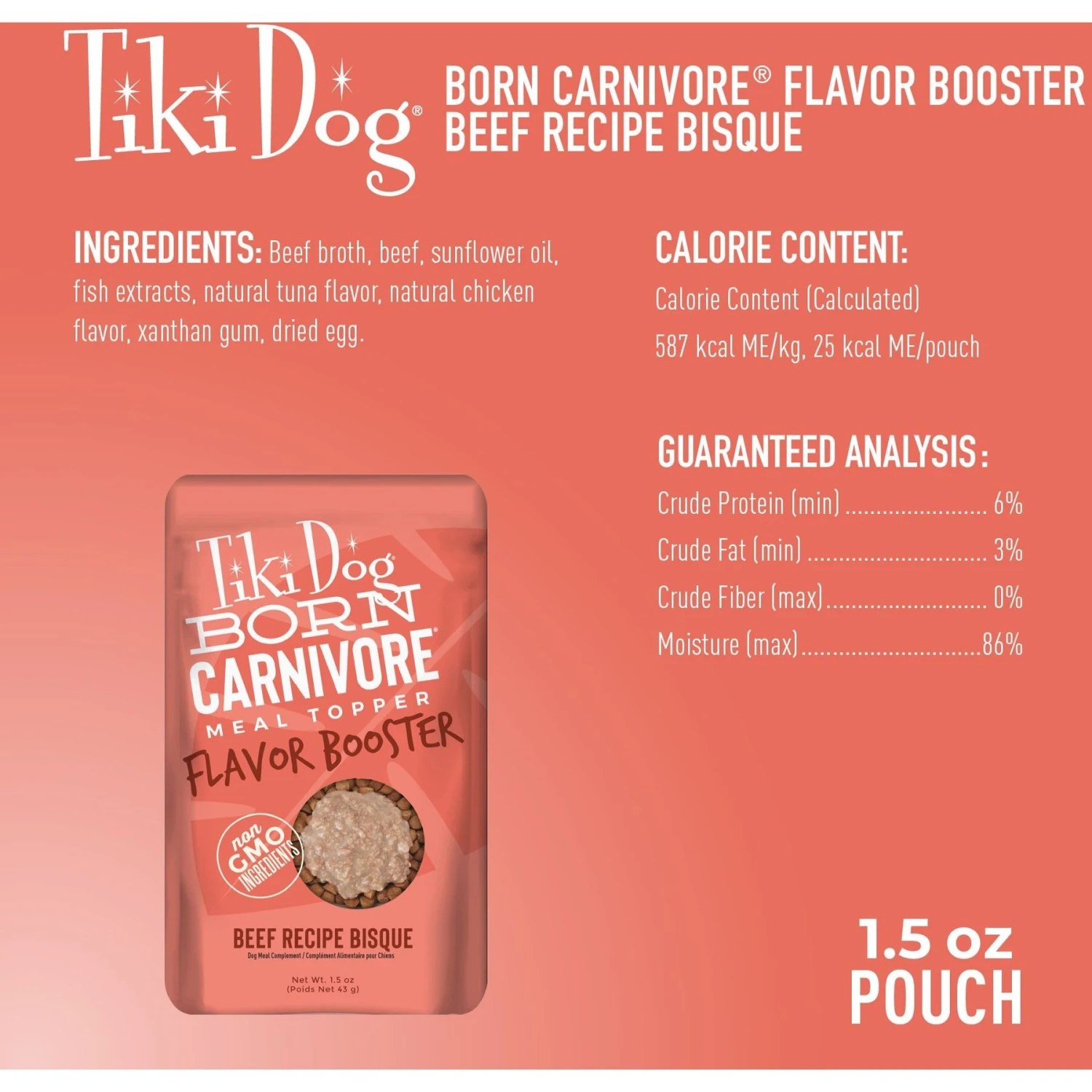 Tiki Dog Born Carnivore Flavor Booster Beef Bisque Non-GMO Wet Dog Food Topper 6 Tiki Dog Born Carnivore Flavor Booster Beef Bisque Non-GMO Wet Dog Food Topper - Image 4