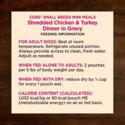 Wellness CORE Grain-Free Small Breed Mini Meals Shredded Chicken & Turkey In Gravy Dog Food Pouches -Snuggle Paws 145502 PT5. AC SS1800 V1611769308