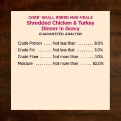 Wellness CORE Grain-Free Small Breed Mini Meals Shredded Chicken & Turkey In Gravy Dog Food Pouches -Snuggle Paws 145502 PT6. AC SS1800 V1611775315