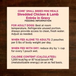 Wellness CORE Grain-Free Small Breed Mini Meals Shredded Chicken & Lamb In Gravy Dog Food Pouches -Snuggle Paws 145504 PT5. AC SS1800 V1611770533