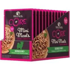 Wellness CORE Grain-Free Small Breed Mini Meals Shredded Chicken & Lamb In Gravy Dog Food Pouches -Snuggle Paws 145504 PT8. AC SS1800 V1598309202