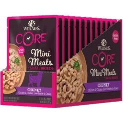 Wellness CORE Grain-Free Small Breed Mini Meals Chunky Chicken & Chicken Liver In Gravy Dog Food Pouches -Snuggle Paws 145506 PT8. AC SS1800 V1598305077