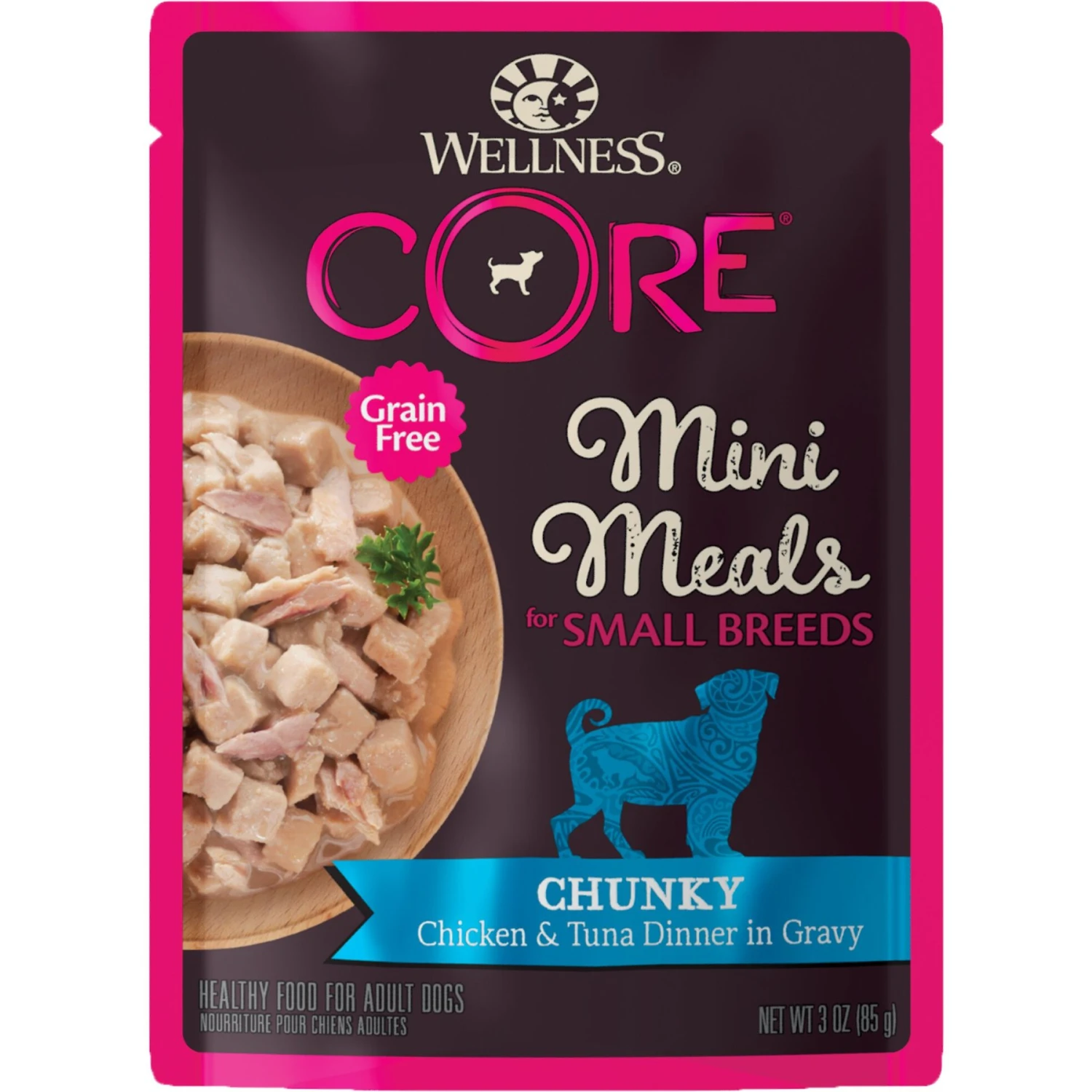 Wellness CORE Grain-Free Small Breed Mini Meals Chunky Chicken & Tuna In Gravy Dog Food Pouches 3 Wellness CORE Grain-Free Small Breed Mini Meals Chunky Chicken & Tuna In Gravy Dog Food Pouches