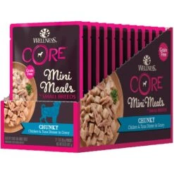 Wellness CORE Grain-Free Small Breed Mini Meals Chunky Chicken & Tuna In Gravy Dog Food Pouches 19 Wellness CORE Grain-Free Small Breed Mini Meals Chunky Chicken & Tuna In Gravy Dog Food Pouches -Snuggle Paws 145508 PT8. AC SS1800 V1598311937