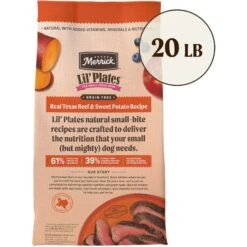 Merrick Lil' Plates Grain-Free Chicken-Free Real Texas Beef + Sweet Potato Recipe Small Breed Dry Dog Food 13 Merrick Lil' Plates Grain-Free Chicken-Free Real Texas Beef + Sweet Potato Recipe Small Breed Dry Dog Food -Snuggle Paws 145887 PT2. AC SS1800 V1673561677