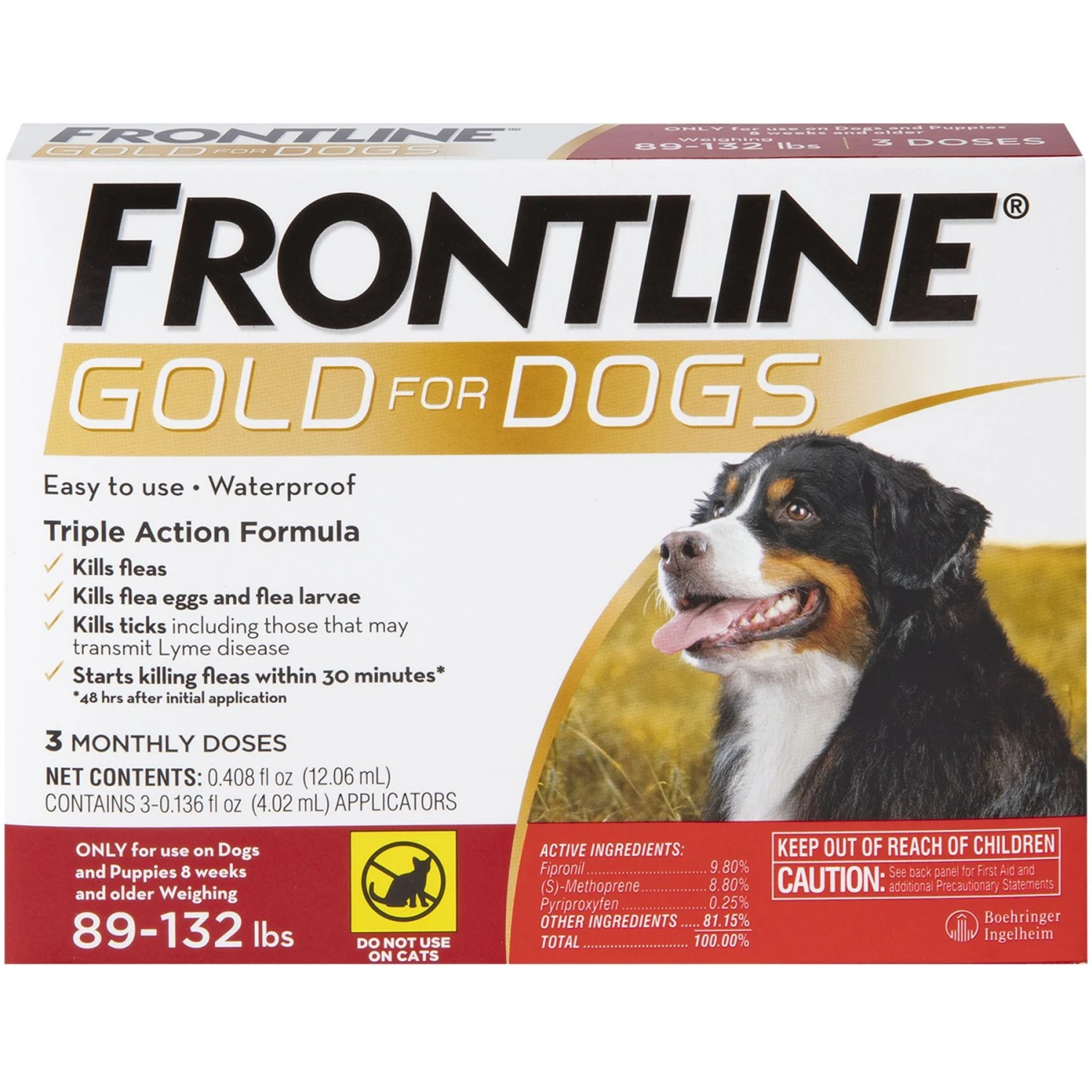 Frontline Gold For Dogs Flea & Tick Treatment (Extra Large Dog, 89-132 Lbs.) 3 Frontline Gold For Dogs Flea & Tick Treatment (Extra Large Dog, 89-132 Lbs.)