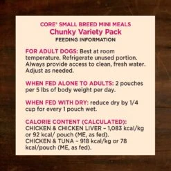 Wellness CORE Mini Meals Chicken & Chicken Liver, Chicken & Tuna Variety Pack Dog Food Pouches -Snuggle Paws 155312 PT5. AC SS1800 V1611770526