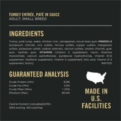 Purina Pro Plan Focus Small Breed Turkey Entree Grain-Free Wet Dog Food -Snuggle Paws 156341 PT4. AC SS1800 V1669909316