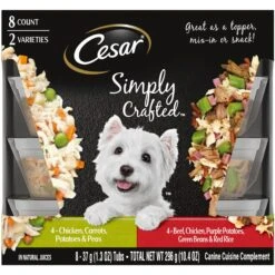 Cesar Simply Crafted Variety Pack Chicken, Carrots, Potatoes & Peas & Beef, Chicken, Purple Potatoes, Green Beans & Red Rice Adult Wet Dog Food Topper