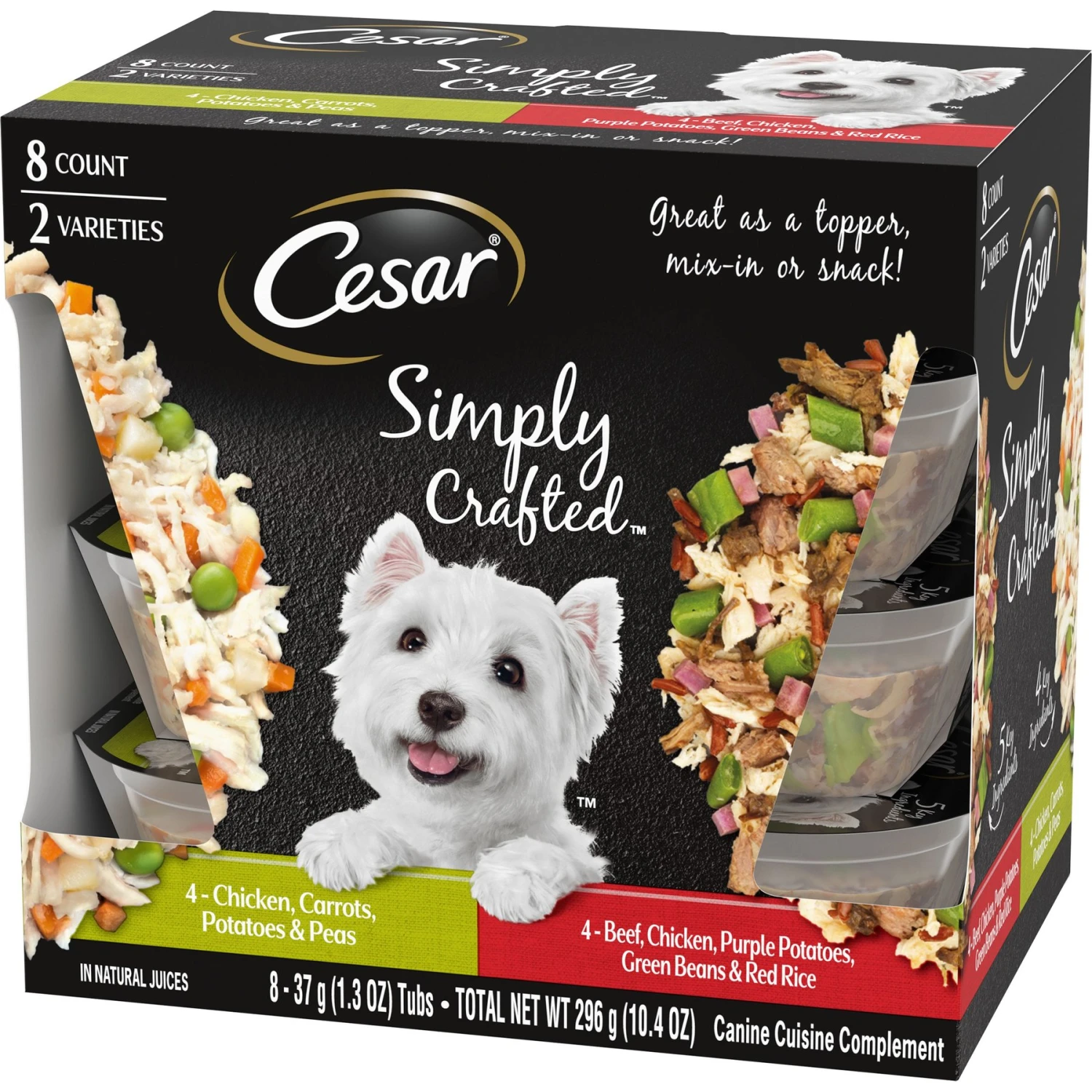 Cesar Simply Crafted Variety Pack Chicken, Carrots, Potatoes & Peas & Beef, Chicken, Purple Potatoes, Green Beans & Red Rice Adult Wet Dog Food Topper 5 Cesar Simply Crafted Variety Pack Chicken, Carrots, Potatoes & Peas & Beef, Chicken, Purple Potatoes, Green Beans & Red Rice Adult Wet Dog Food Topper - Image 3