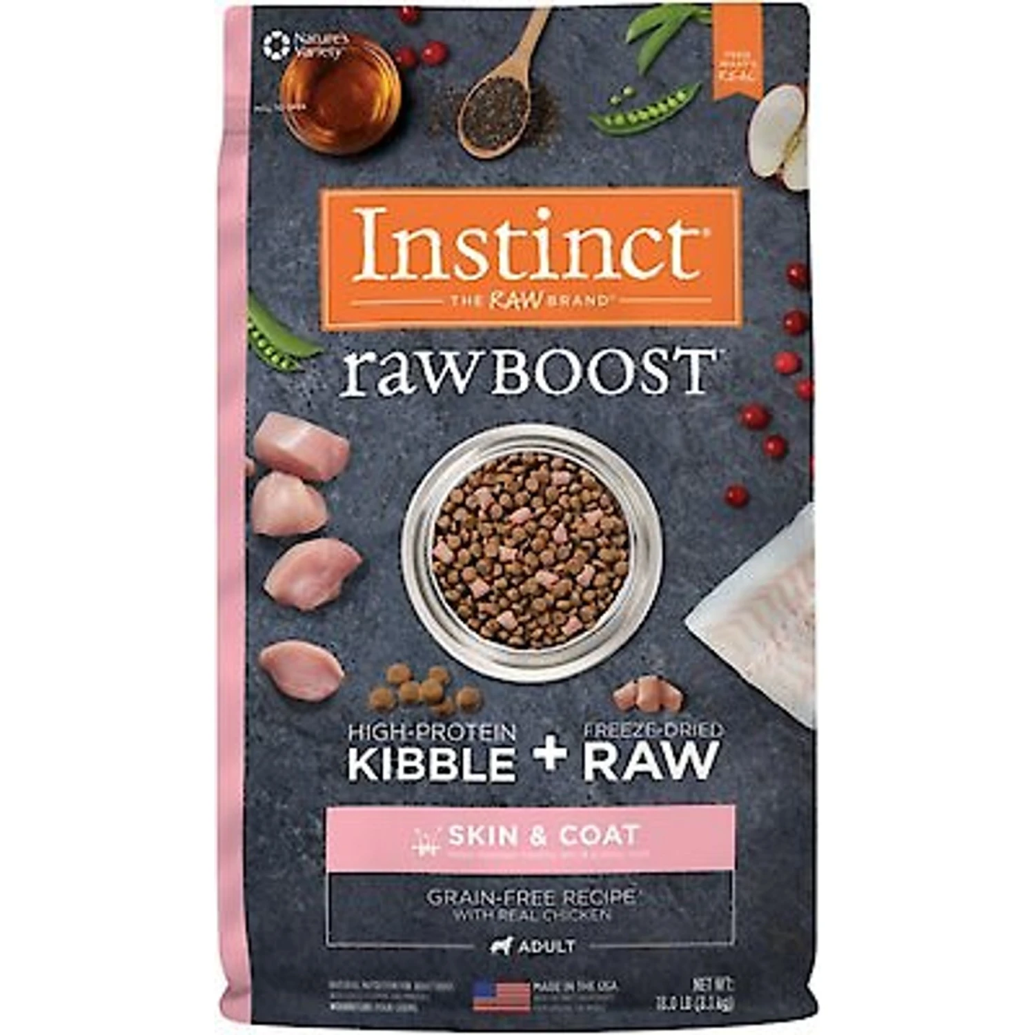 Instinct Raw Boost Skin & Coat Health Grain-Free Recipe With Real Chicken & Freeze-Dried Raw Pieces Adult Dry Dog Food 3 Instinct Raw Boost Skin & Coat Health Grain-Free Recipe With Real Chicken & Freeze-Dried Raw Pieces Adult Dry Dog Food