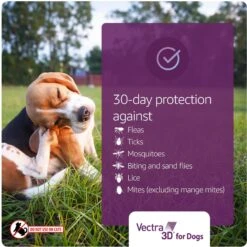 Vectra 3D Flea & Tick Spot Treatment For Dogs, 56-95 Lbs -Snuggle Paws 162728 PT3. AC SS1800 V1689886403