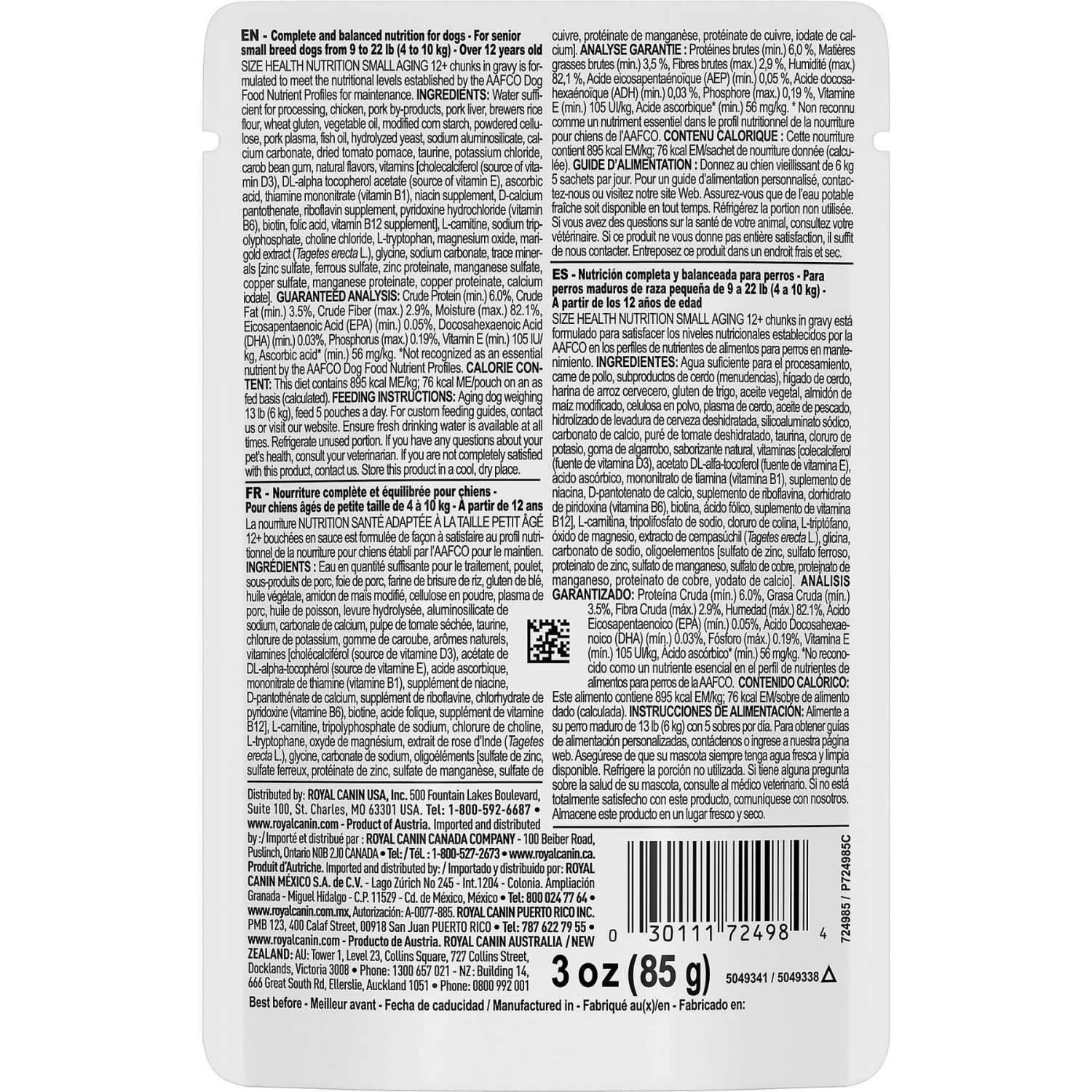 Royal Canin Size Health Nutrition Small Aging 12+ Chunks In Gravy Dog Food Pouch 5 Royal Canin Size Health Nutrition Small Aging 12+ Chunks In Gravy Dog Food Pouch - Image 3
