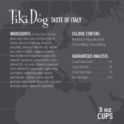 Tiki Dog Taste Of Italy Chicken, Pasta & Carbonara Recipe In Broth Wet Dog Food, 3-oz Cup, Case Of 4 -Snuggle Paws 186333 PT5. AC SS1800 V1631197623