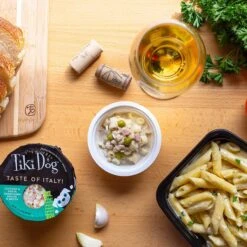 Tiki Dog Taste Of Italy Chicken, Pasta & Carbonara Recipe In Broth Wet Dog Food, 3-oz Cup, Case Of 4 -Snuggle Paws 186333 PT6. AC SS1800 V1576623205