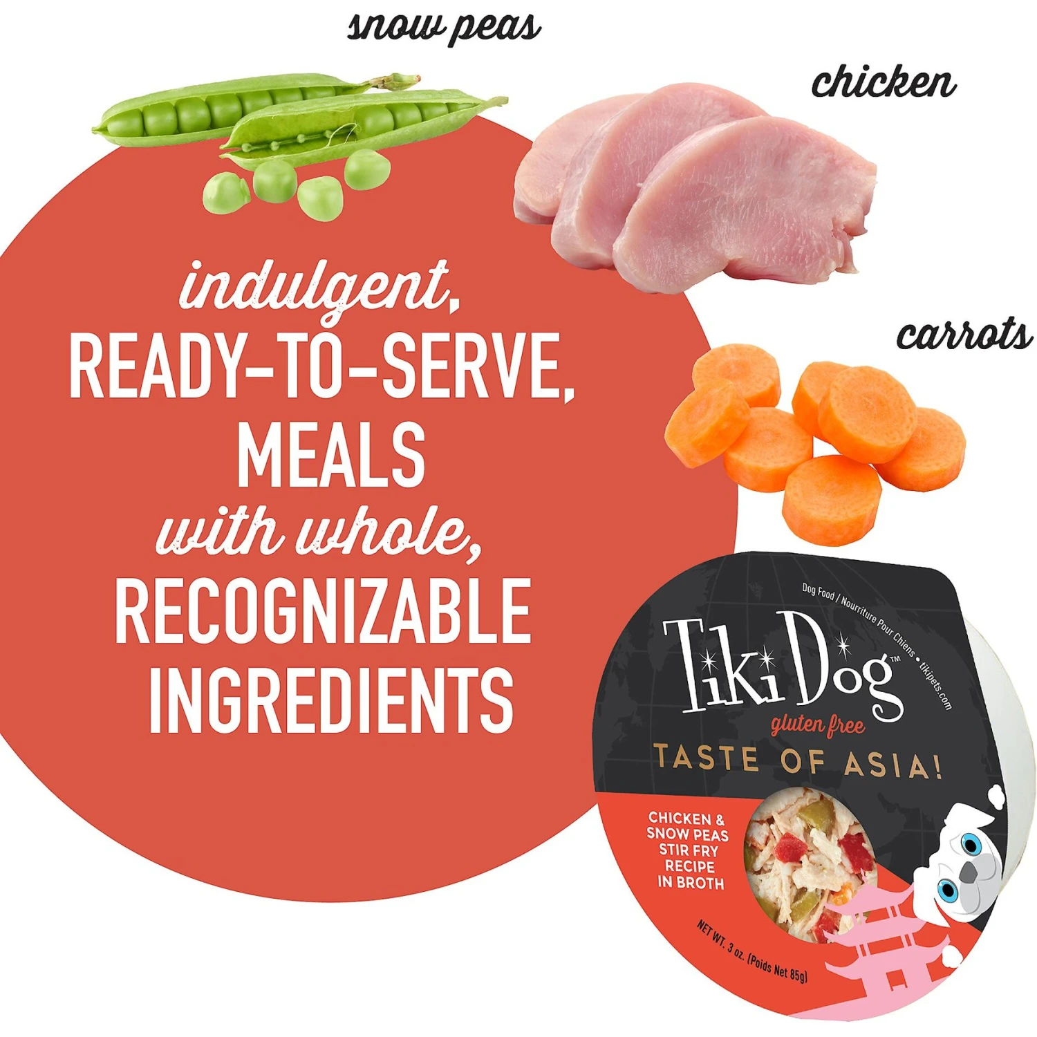 Tiki Dog Taste Of Asia Chicken & Snow Peas Stir Fry Recipe In Broth Gluten-Free Wet Dog Food, 3-oz Cup, Case Of 4 7 Tiki Dog Taste Of Asia Chicken & Snow Peas Stir Fry Recipe In Broth Gluten-Free Wet Dog Food, 3-oz Cup, Case Of 4 - Image 5