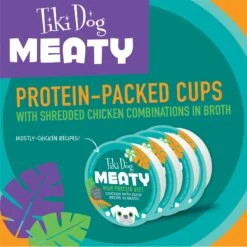 Tiki Dog Meaty High Protein Diet Chicken With Duck Recipe In Broth Grain-Free Wet Dog Food, 3-oz Cup, Case Of 4 -Snuggle Paws 186347 PT2. AC SS1800 V1576623791