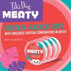 Tiki Dog Meaty High Protein Diet Chicken With Beef Recipe In Broth Grain-Free Wet Dog Food, 3-oz Cup, Case Of 4 -Snuggle Paws 186351 PT2. AC SS1800 V1576624109