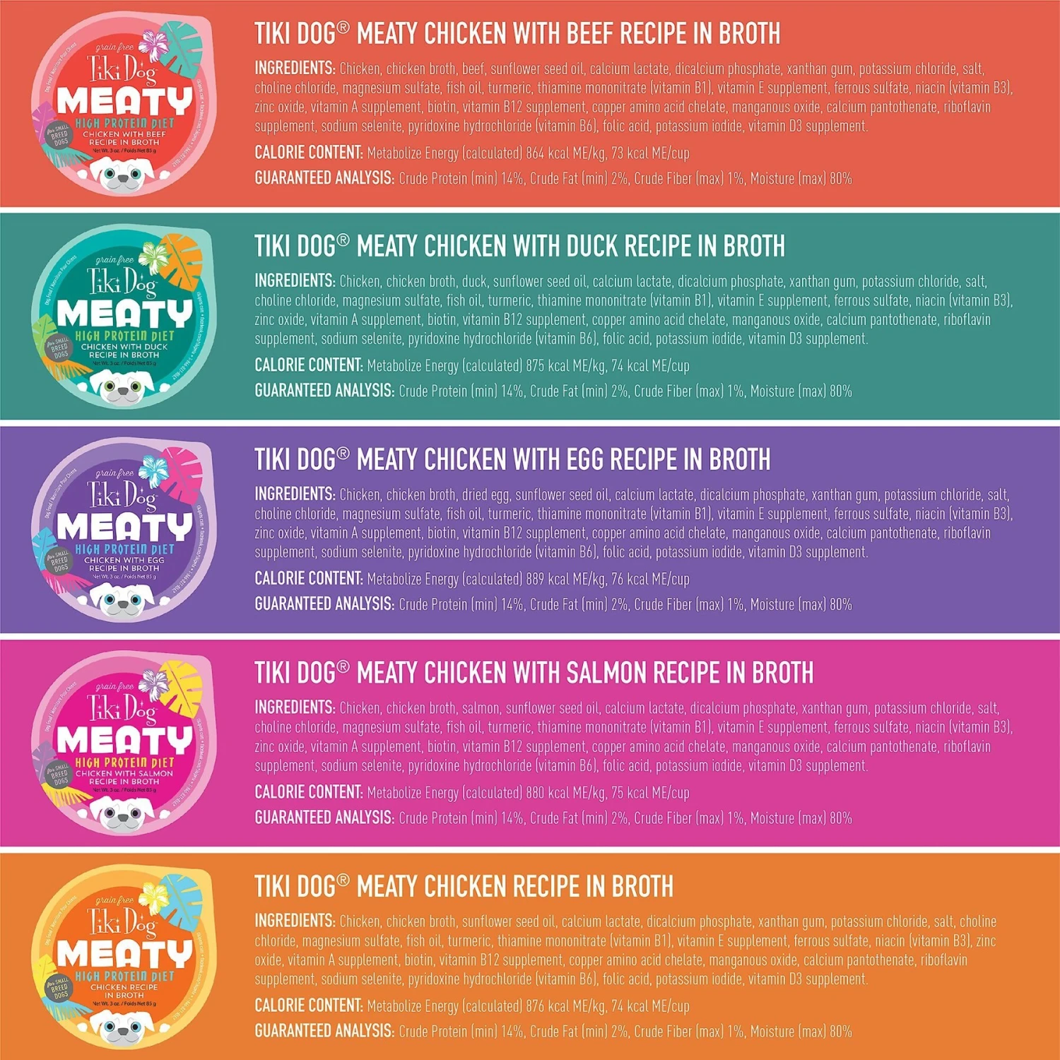 Tiki Dog Meaty High Protein Diet Variety Pack Grain-Free Wet Dog Food, 3-oz Cup, Case Of 10 6 Tiki Dog Meaty High Protein Diet Variety Pack Grain-Free Wet Dog Food, 3-oz Cup, Case Of 10 - Image 4