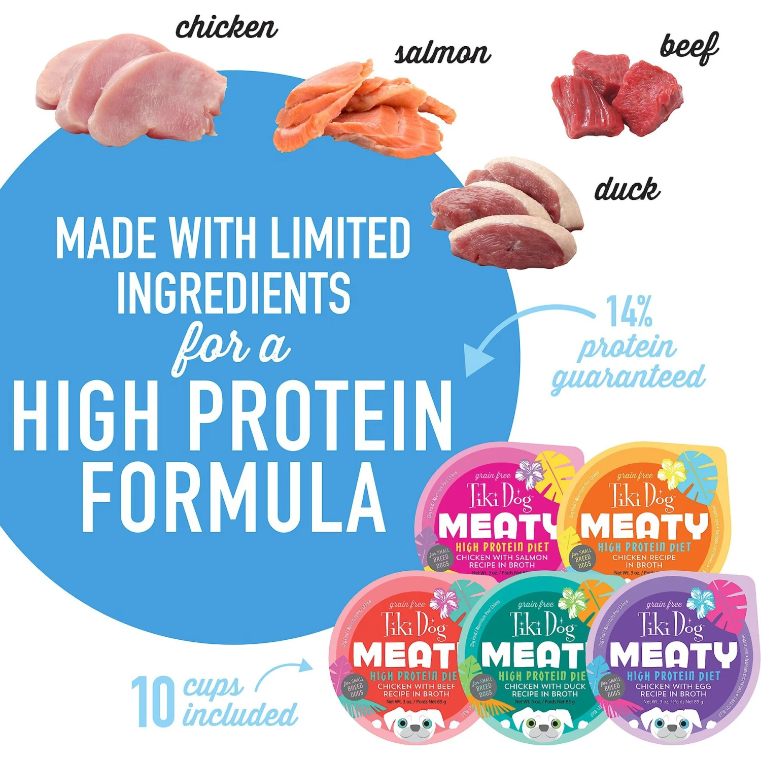 Tiki Dog Meaty High Protein Diet Variety Pack Grain-Free Wet Dog Food, 3-oz Cup, Case Of 10 7 Tiki Dog Meaty High Protein Diet Variety Pack Grain-Free Wet Dog Food, 3-oz Cup, Case Of 10 - Image 5