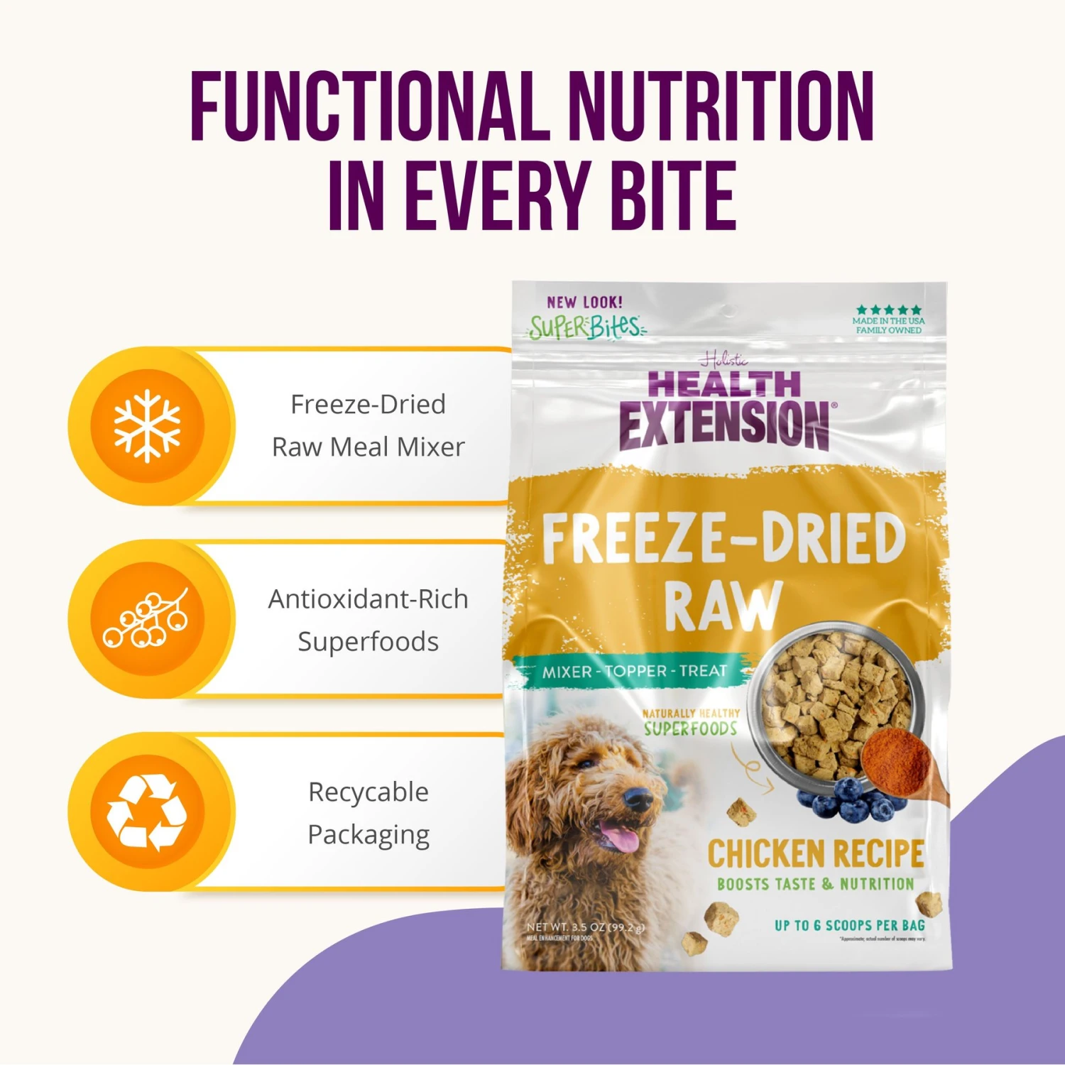 Health Extension Super Bites Chicken Recipe Freeze-Dried Raw Dog Food Mixer 5 Health Extension Super Bites Chicken Recipe Freeze-Dried Raw Dog Food Mixer - Image 3