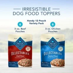 Blue Buffalo Delectables Chicken & Beef Dinner Variety Pack Grain-Free Wet Dog Food Topper, 3-oz Pouches, Case Of 12 -Snuggle Paws 212235 PT2. AC SS1800 V1579544882