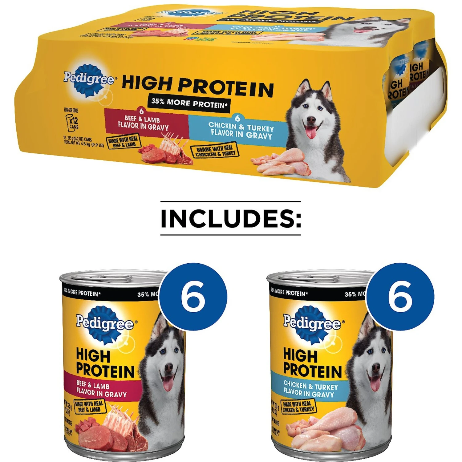 Pedigree High Protein Beef & Lamb Flavor In Gravy & Chicken & Turkey Flavor In Gravy Variety Pack Adult Canned Wet Dog Food 5 Pedigree High Protein Beef & Lamb Flavor In Gravy & Chicken & Turkey Flavor In Gravy Variety Pack Adult Canned Wet Dog Food - Image 3