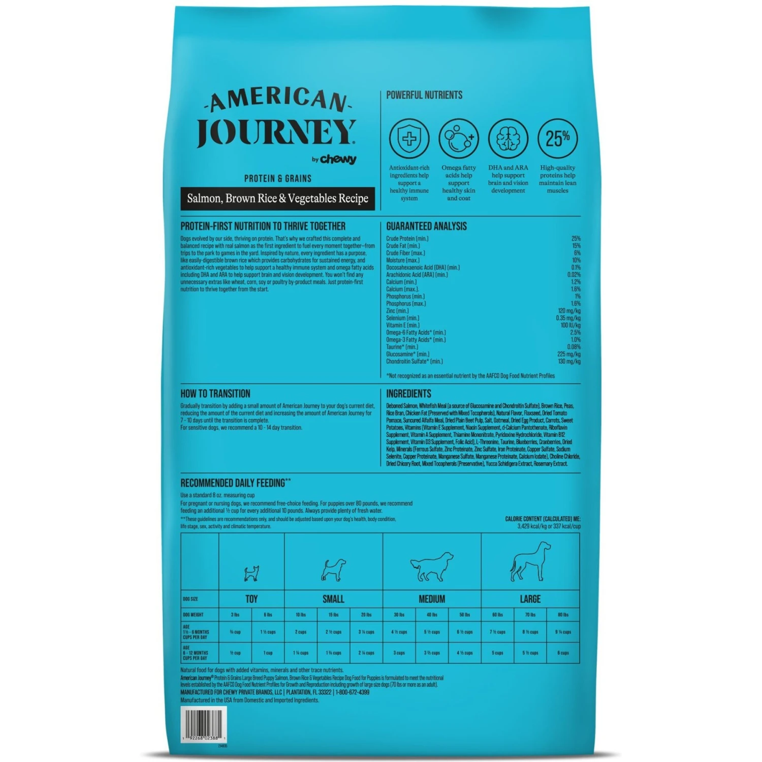 American Journey Protein & Grains Large Breed Puppy Salmon, Brown Rice & Vegetables Recipe Dry Dog Food, 28-lb Bag 4 American Journey Protein & Grains Large Breed Puppy Salmon, Brown Rice & Vegetables Recipe Dry Dog Food, 28-lb Bag - Image 2