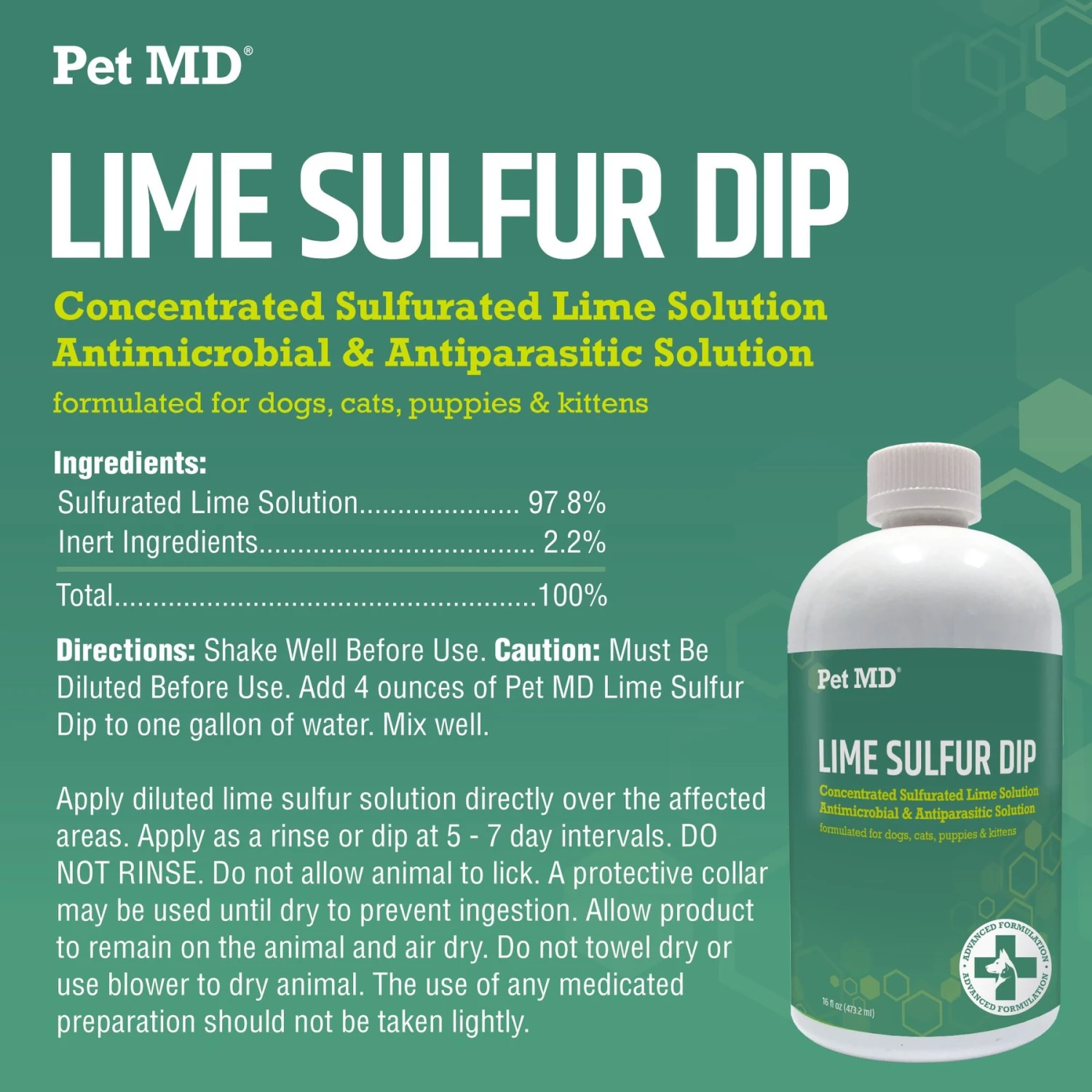 Pet MD Lime Sulfur Dip Pet Treatment, 16-oz Bottle 4 Pet MD Lime Sulfur Dip Pet Treatment, 16-oz Bottle - Image 2