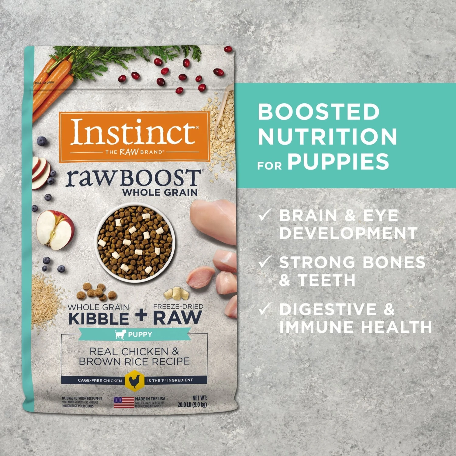Instinct Raw Boost Puppy Whole Grain Real Chicken & Brown Rice Recipe Freeze-Dried Raw Coated Dry Dog Food 8 Instinct Raw Boost Puppy Whole Grain Real Chicken & Brown Rice Recipe Freeze-Dried Raw Coated Dry Dog Food - Image 6